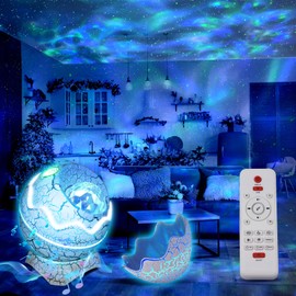 LAVERSTRA Planetarium Household Starry Sky Projector Light, Starry Sky Projector, Bedside Lamp, Remote Control, 14 Lighting Patterns, Natural Sounds & Healing Music Included, Music Playback, Dimmable,
