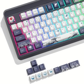 Womier PBT Keycaps 75 Percent, Custom Keycaps Set Dye-Sublimation, Cherry Profile Keyboard Keycaps for Most 60% 75% TKL, 100% Gateron Cherry MX Switches Mechanical Keyboard, White
