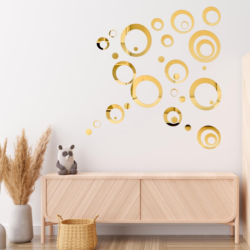 32 Pieces Removable Circle Wall Mirror Sticker Round Decal Acrylic