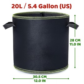 Growerz Round GrowPotz 20-Litre 5pcs High Strength Grow Bag…