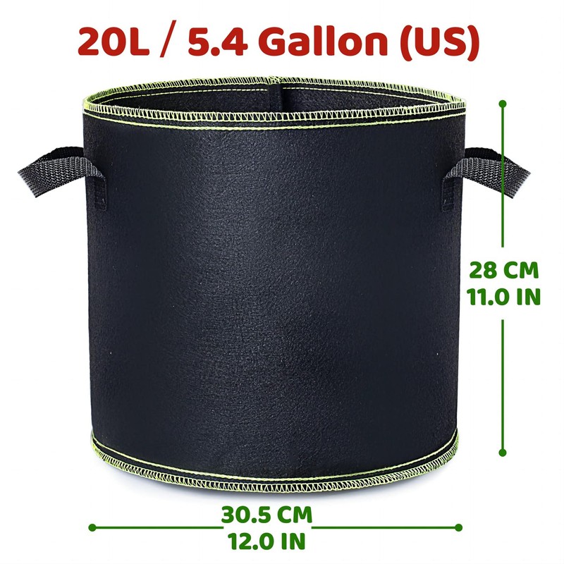 Growerz Round GrowPotz 20-Litre 5pcs High Strength Grow Bag…