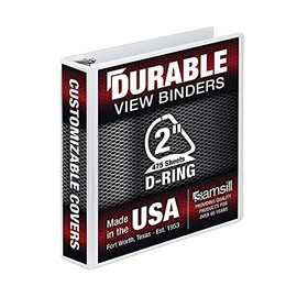 Samsill Durable 2 Inch D Ring White Binder, Customizable Clear View Binder, (16467)
