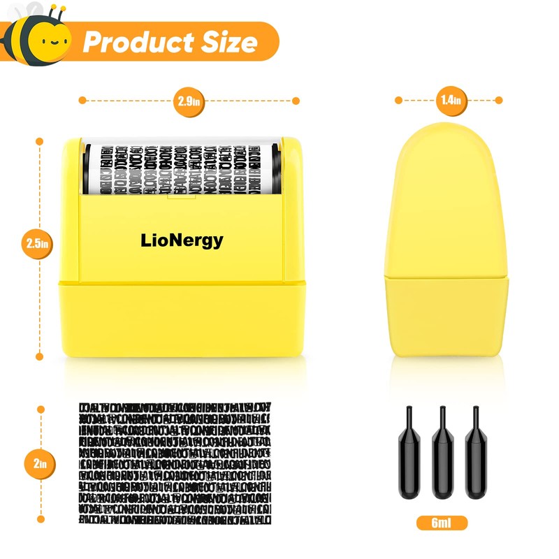 Identity Protection Roller Stamp LioNergy Extra Large 2.0 Inch Roller