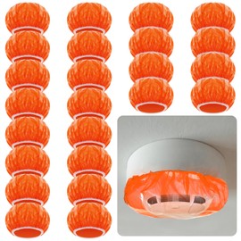 Tyqour 24 Pcs Fire Alarm Cover for Cooking Smog Detector Cover Dust Paint Thicken Elastic Stretch Plastic Smog Detector Fire Alarm Covers During Cooking or Baking, Orange