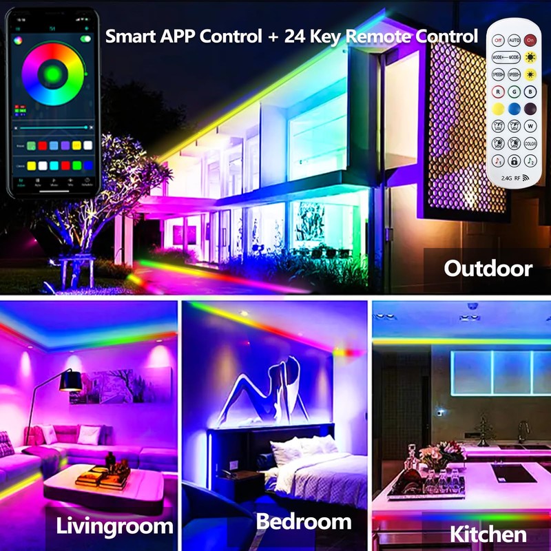 20 m RGB + IC LED Strip, Outdoor IP68 Waterproof,
