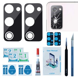 LOZOP 2 Sets S20 FE Rear Camera Lens Glass Replacement with Adhesive Compatible for Galaxy S20FE with Repair Tools and Installation Manual (Black)