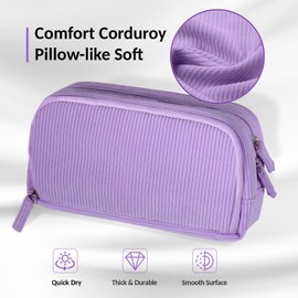 Sooez Big Capacity Pencil Case Pen Pouch, Soft Corduroy Pencil Bag with 3 Compartment, Multiple Pockets, Sturdy Zipper, Cute School Supplies Pen Bag Organizer For Teen Girls College-Orange