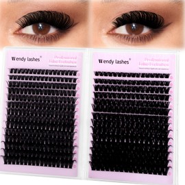DIY D Curl Lash Clusters Natural Look Individual Cluster Lashes 60P+80P,28,10-18 mixed Wispy-lashes Soft （28-60P+80P-07-D-1018）