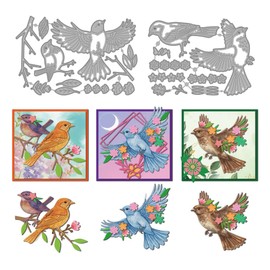 MAYJOYDIY Flowers and Birds Metal Cutting Dies for Crafts Cards Branches Leaves and Spring Flowers Animals Embossing Folder for Scrapbooking Craft Paper Birthday Cards Gift Decoration