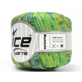 Ice Namaste Ribbon Yarn 80347 Blue Green Yellow Ice Yarns Polyester 50gr 50y 1/4"wd