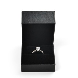 Papten Luxury Black PU Leather Jewelry Ring Gift Box Wedding Ring Gift Box Black for Engagement, Proposal, Compact Jewellery Organiser for Home Shop Display