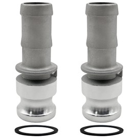 BITOTU 2PCS Aluminum Global Cam and Groove Hose Fitting E-100 1" Type E With 2 PCS Camlock Gasket Male Camlock With Hose Shank (1 Inch)