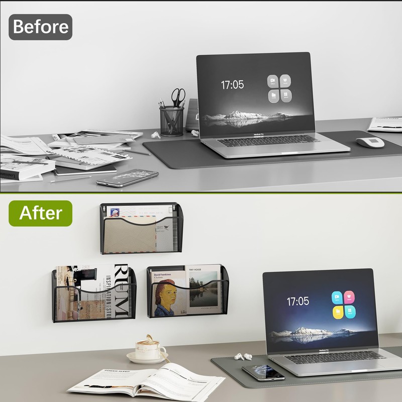 EasyPAG 3 Pack Mesh Wall File Organizer | Vertical Mounted