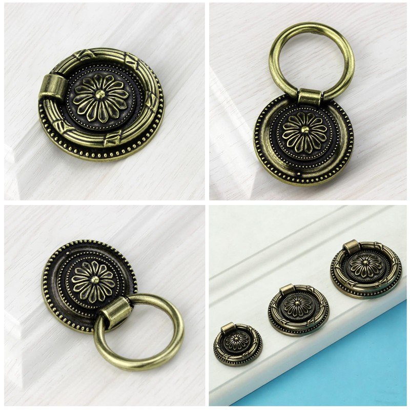 Jinyuanchao 6PCS Drop Ring Handles Dresser Ring Pull Brass Oil-Rubbed