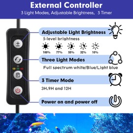 hygger 36W Saltwater Aquarium Light, Reef Light for Corals with Timer Adjustable Color and Brightness, Fish Tank Light with Controller for Marine Aquarium LED 16 to 20-Inch