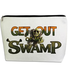 CLHHM Get Out of My Swamp Horror Movie Anime Makeup Bag for Women Cosmetics Organizer with Zipper Pockets Unique Gifts for Shrek Fiona Fans Goth Girls