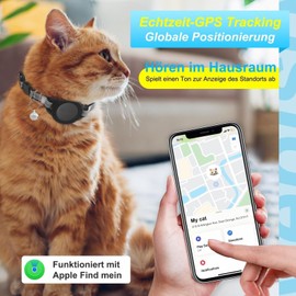 SmartTag Katzenhalsband,Mini Tracker Ohne ABO für Katze, (nur IOS) mit Reflektierendes GPS Katze Tracker Halsbänder, Tracking Standort von Haustieren, Arbeite mit mit Apple Wo ist (1 Pack)