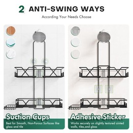 Sewulidon Stainless Steel Hanging Shower Caddy for Handheld Shower Heads,Adjustable Height Extra Long Bathroom Shower Organizer Hanger Rack with Hooks,Soap Holder