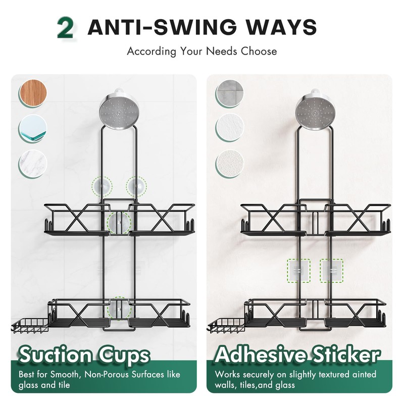 Sewulidon Stainless Steel Hanging Shower Caddy for Handheld Shower Heads,Adjustable