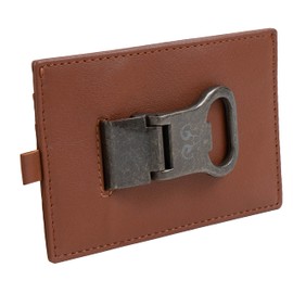 Jack Abrahams Mens Genuine Nappa Leather Card Case RFID Wallet With Removable Money Clip Bottle Opener (cognac)