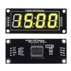5Pcs 0.56 LED Display Digital Tube Clock Module 4 Digit LED 0.56 inch Display Time Clock Indicator Tube 7 Segments Double Dots TM1637 Yellow Color