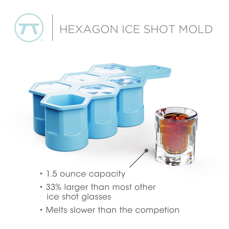 Outset Silicone Hexagon Ice Shot Mold, 6 Glass Capacity