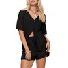 Saodimallsu Womens Crochet Swimsuit Coverup Sets Short Sleeve V Neck