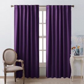 NICETOWN Bedroom Curtains Blackout Drapery Panels - (Royal Purple Color) W52 x L84, Double Panels, Window Treatment Blackout Drapery for Windows