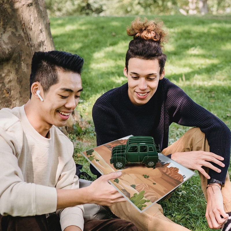 Magic Ants 3D SUV車のポップアップカード、誕生日のための手作りの3Dグリーティングカード、父の日、子供のお父さんの夫のための誕生日カード、すべての機会