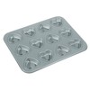 Fox Run Mini Heart Muffin Pan, 12-Cup, Preferred Non-Stick, Gray