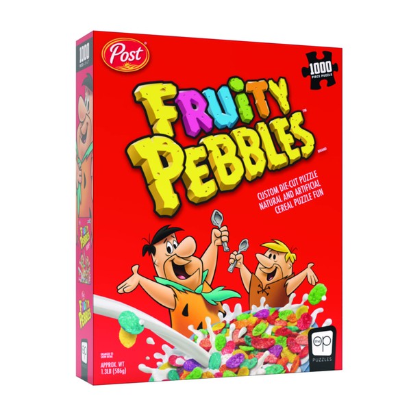Fruity Pebbles 1000 Piece Jigsaw Puzzle | Collectible Puzzle Featuring Classic Kids Cereal Box with Fred Flintstone and Barney Rubble | Officially-Licensed Post Breakfast Cereal Puzzle & Merchandise
