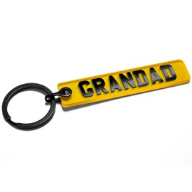 Pixly® Grandad Licence Plate Keychain, Mini UK Number Plate Keyring, Name Key Chain, Car Registration Key Ring, Gift Reg Fob, Gift for Him, Grandad, Grandfather