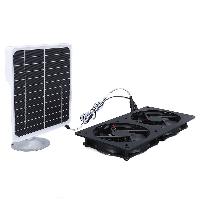 20W Solar Panel Solar Powered Dual Exhaust Fan Kit for
