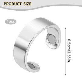 Pack of 4 Unisex Magnetic Rings, Anti-Snoring Ring, Magnetic Ring for Magnetic Field Therapy (Black + Silver)