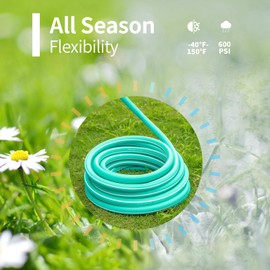 Garden Hose 100ft x 5/8", Water Hose Heavy Duty, Drinking Water Safe, No-Kink, Flexible Hybrid Hose with Rotatable Grip Handle, Male to Female Solid Aluminum Fittings(Green)