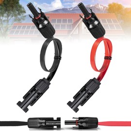 Sorlpv Solar Panel Flat Cable 6 mm², 35 cm Solar Cable Window Feed-Through Flexible with Plug and Coupling, Pack of 2 PV Flat Solar Cable for Solar Modules and Inverters