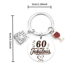 Yilousy 60th Birthday Gifts for Women Happy Birthday Keyring Gifts Presents For Mum Grandmother