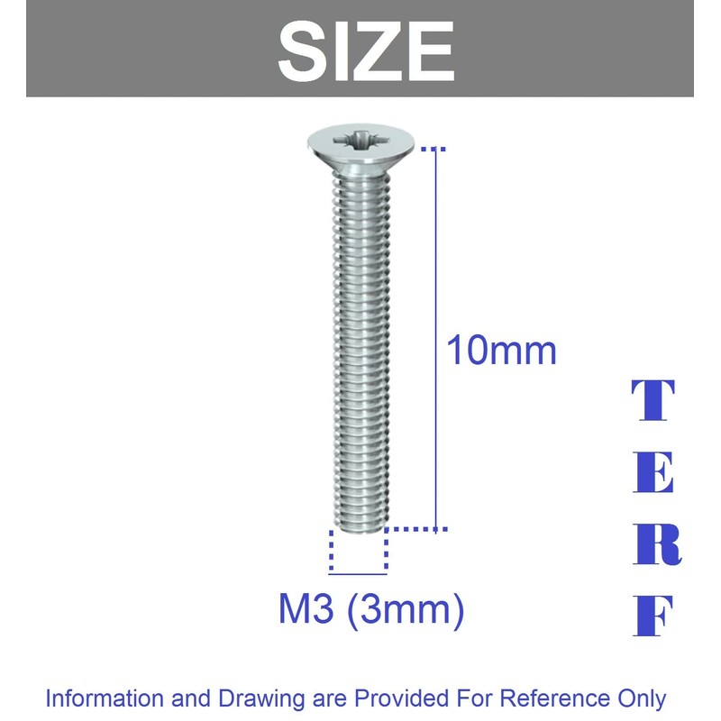 TERF® M3 X 10mm Pozi Countersunk Machine Screw M3 (3mm)