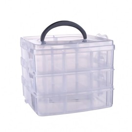 FOREVERIE Stackable 3 Tier 18 Grids Clear Plastic Storage Box with Adjustable Compartments for Sewing Accessories, Screws, Bolts, Jewelry, Office Supply Pins & Clips, Small Parts & Hardware