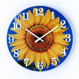 Yoiolclc Large Outdoor Clock Waterproof-Decorative Sun Flower Wall Clocks for Pool Patio Porch Garden(14 Inch,Sunflower)