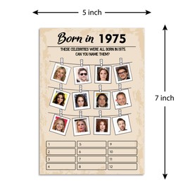 50th Birthday Party Games,Set of 5 Activities for 10 Guests, Born in 1974 Games Bundle, Birthday Party Supplies for Adults, Pack of 50 Cards