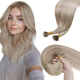 Hetto Nano Beads Hair Extensions Real Human Hair Blonde Nano Ring Hair Extensions Human Hair Ash Blonde Highlights Bleach 50g 50s 18 Inch