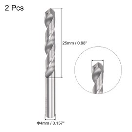 sourcing map Solid Carbide Drill Bits, 4mm C2/K20 Tungsten Carbide Jobber Drill Bits Straight Shank Drilling Tool for Stainless Steel Aluminum Iron Metal Plastic 2pcs