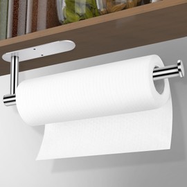 Kitchen Paper Towel Holder, New Upgrade Stainless Steel Paper Towel Holder self-Adhesive Glue and Screws Available for Choice, Suitable for The Kitchen and Bathroom (Silver Gray)