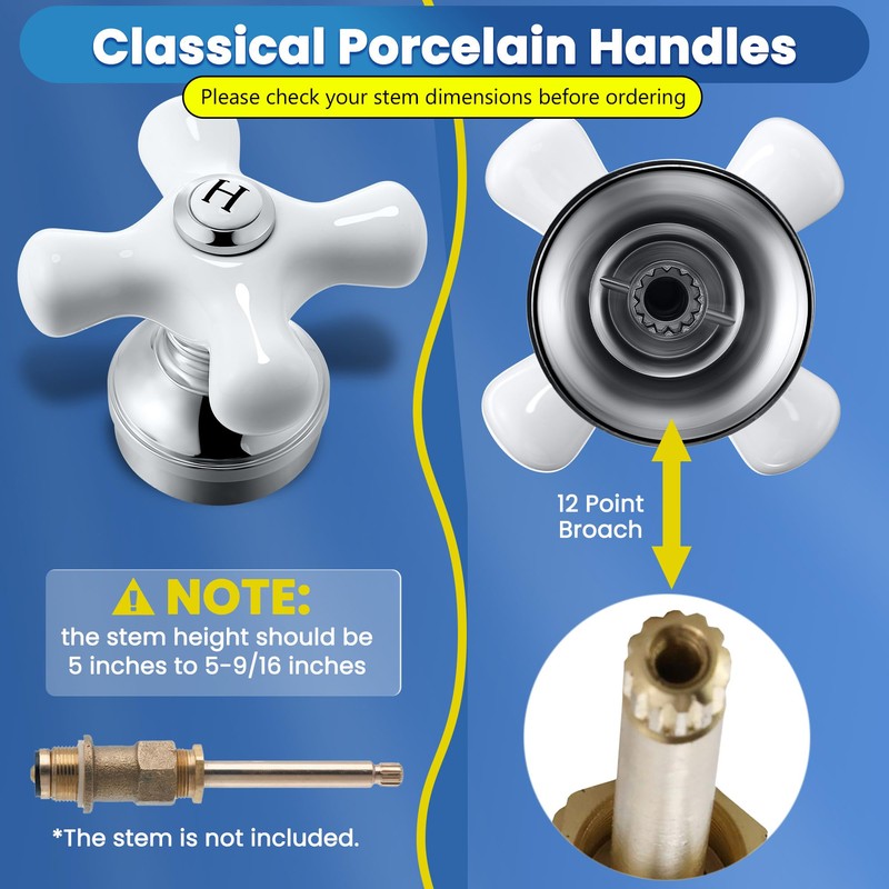 Enhon 3 Pcs Porcelain Handle Set, Compatible with Price Pfister