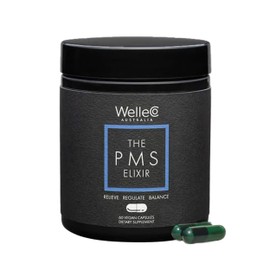 WelleCo The PMS Elixir Premenstrual Support Supplement for Women, Magnesium and Ashwagandha Capsules with Iron, Iodine, Broccoli Sprouts, Vitex, Chromium & B Vitamins, Vegan & Gluten Free, 60 Capsules
