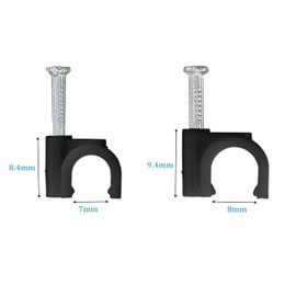 Cable Clamps Nail Clamp 7 mm 8 mm (Pack of 200 in Total) UV-Resistant Steel Nail Cable Clips Cable Management Cable Clips Durable Wire Clips for Walls Cable Wall Clamp Black