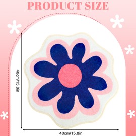 4 Pcs Daisy Cute Bath Mat Flower Shaped Washable Bath Rug Non Slip Absorbent Bathroom Mat Fun Toilet Rug Cute Bathroom Rugs Kids Bedroom Flower Carpet for Floor, 4 Colors, 15.8 x 15.8''