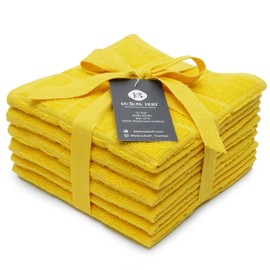 Mellow Buff 100% Cotton Terry Dish Cloth Plain, 6 Pack 12 x 12 Inches, Super Soft and Absorbent, Perfect for Kitchen Cleaning and Dish Washing | Yellow