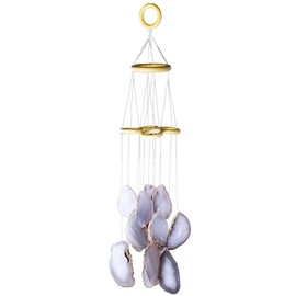SUNYIK Handmade Natural Agate Slice Wind Chime for Garden Home Decor Window Ornament, Original Color, 19-23 Inches